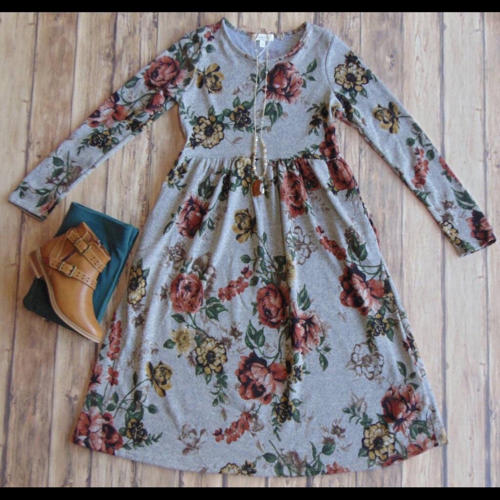 Floral Print Knit Midi
